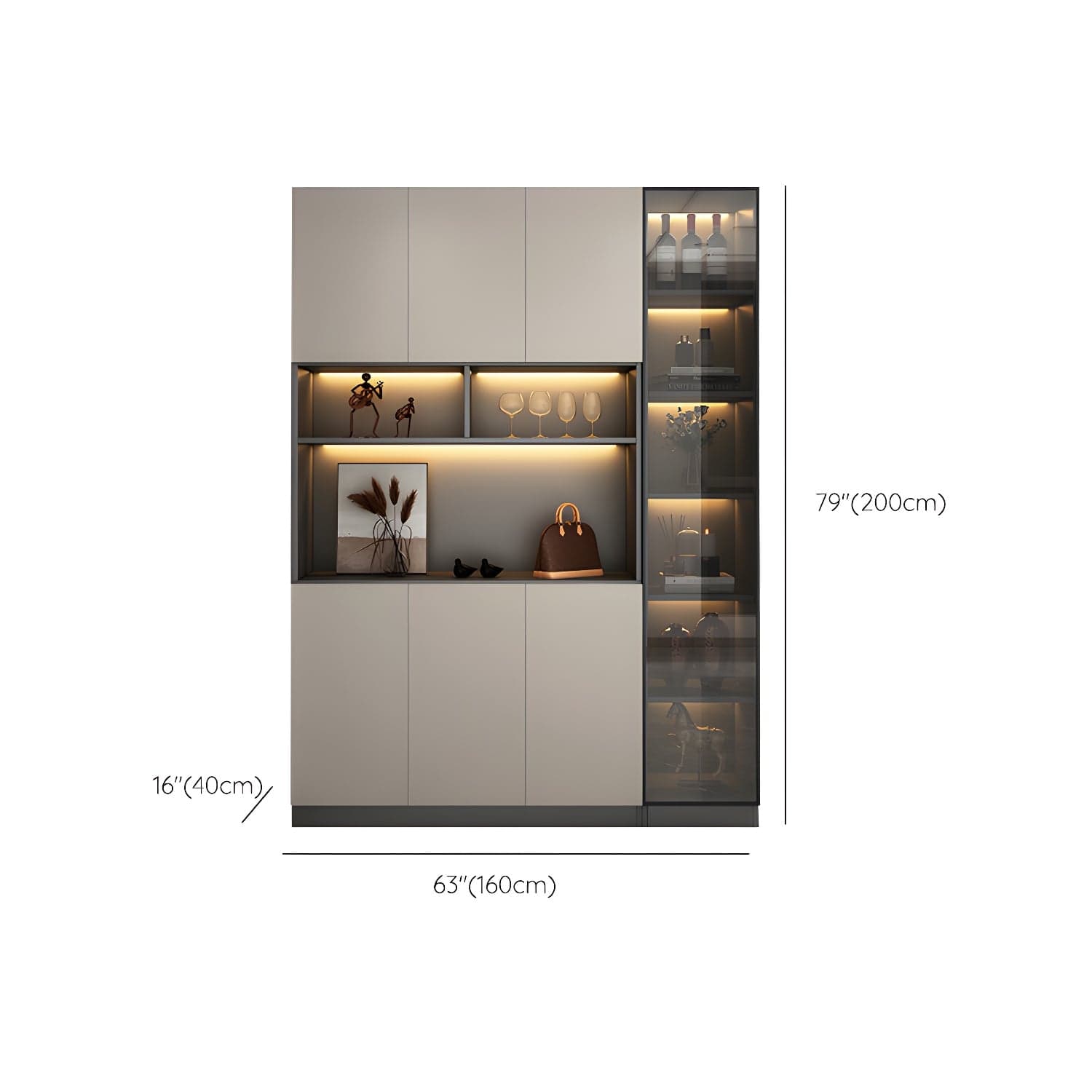 Accent Cabinet Rectangle Contemporary Glass Wood with Shelves thumbnail 14