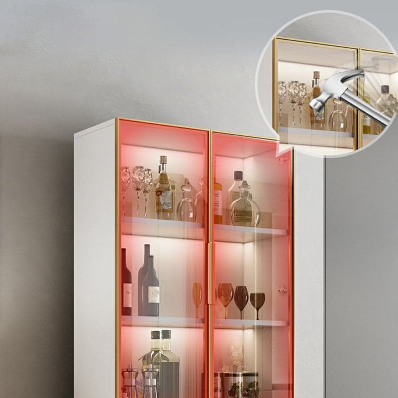 Modern-Style Glass Top Rectangular Accent Cabinet White.Drawer included, No Exterior Shelves thumbnail 5