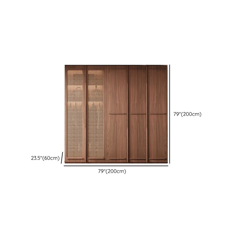 Simplistic Wood Color Timber Wardrobe Closet with Soft Close Door, Interior Shelves, and Hanging Rod thumbnail 10