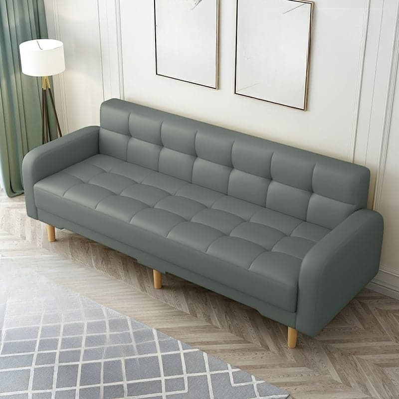Square Arm Foldable Convertible Sofa with Biscuit Back for Living Spaces thumbnail 7