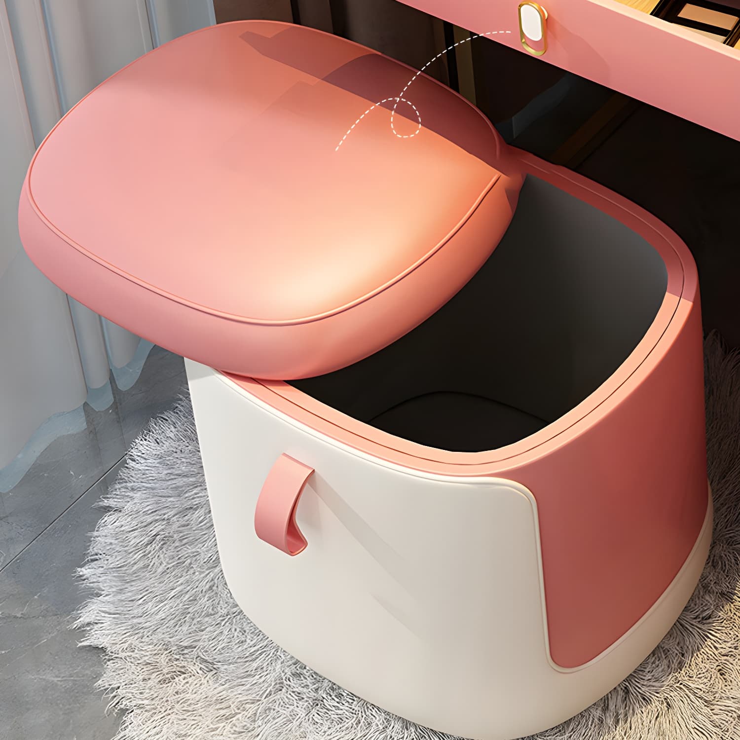 Stone Top Vanity with Storage Drawers Makeup Vanity Desk with Stool and Mirror thumbnail 12