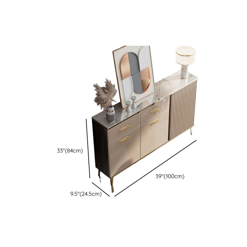 Luxury Off White Sideboard with Faux Marble Countertop and Standalone Design thumbnail 9
