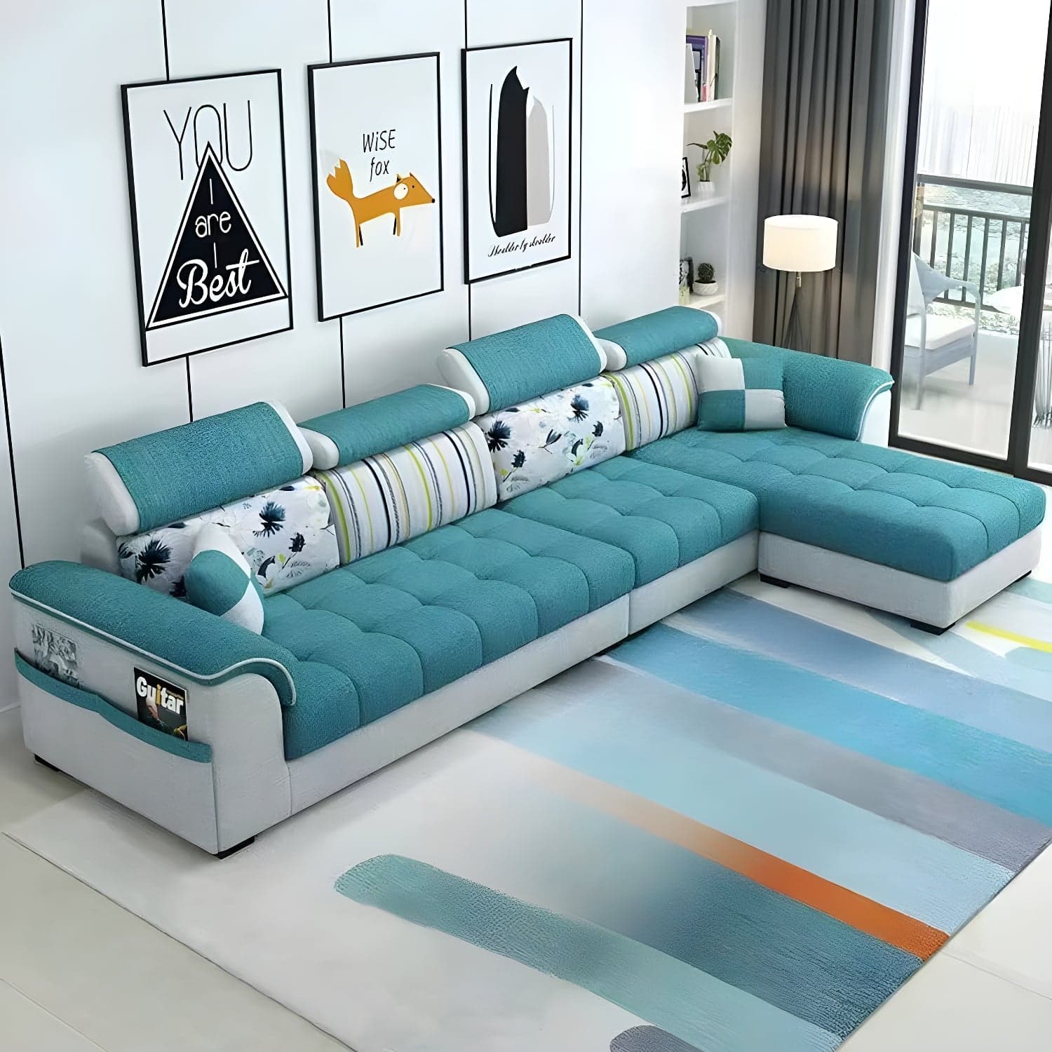 Contemporary L-Shaped Sectional Sofa with Adjustable Pillows and Storage thumbnail 2