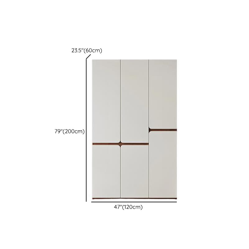 White Minimalist Manufactured Wood Wardrobe Closet with Soft Close Drawer, Soft Close Door, Interior Shelves, and Clothing Rod thumbnail 6