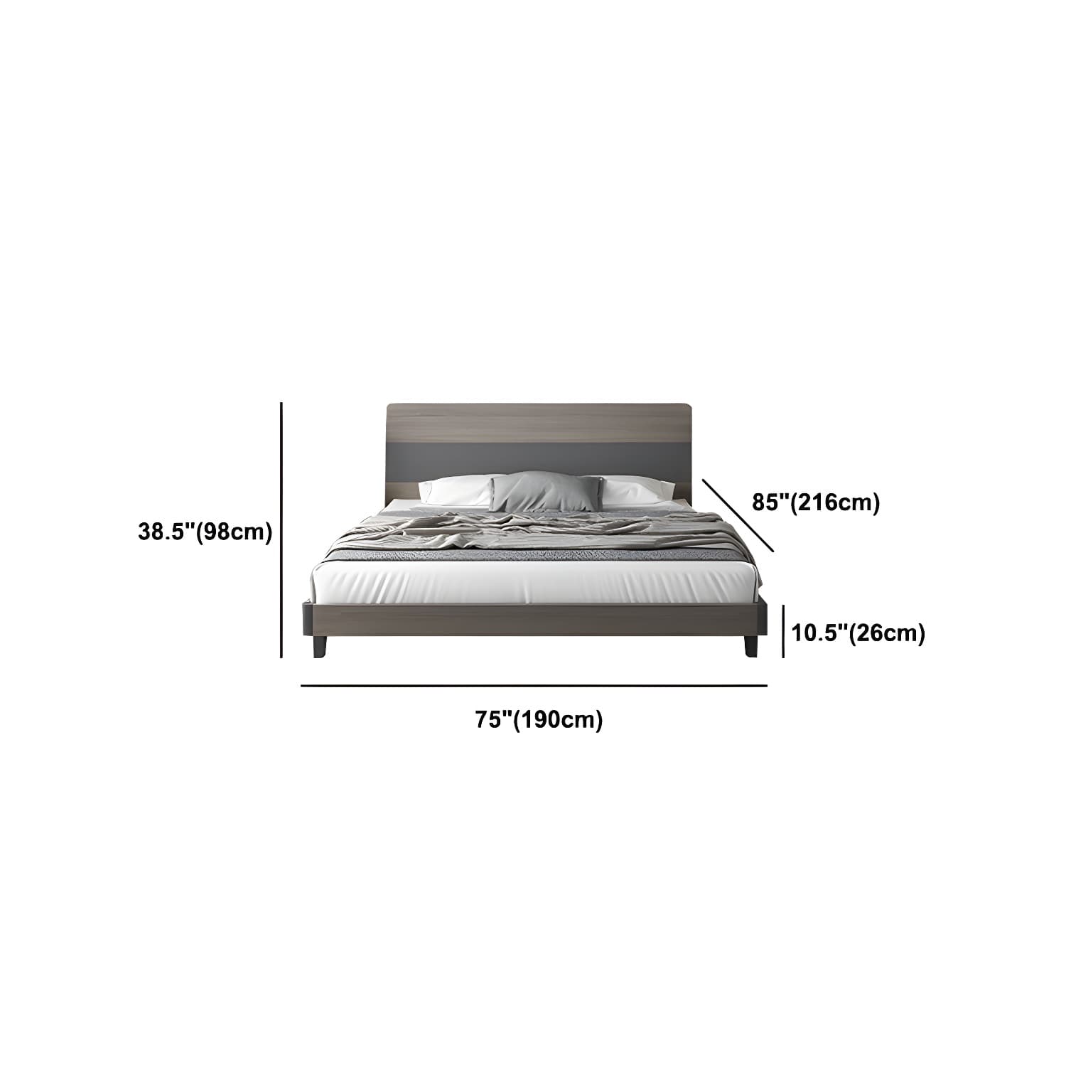 Modern Style Wood Bed with Headboard Low Profile Standard Bed thumbnail 19