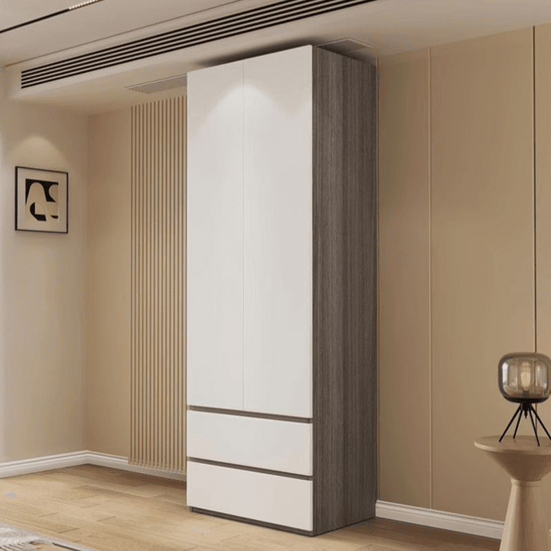 White Modish Wooden Independent Armoire Cabinet with Soft Close Drawer, Soft Close Door, and Interior Shelves thumbnail 3
