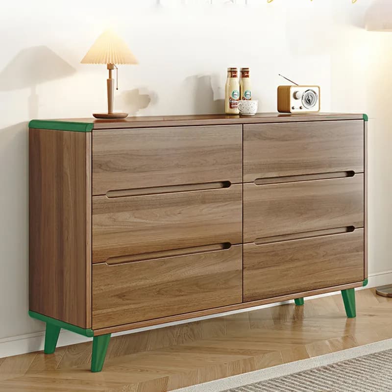 Modern Brown Storage Chest Solid Wood Freestanding with Drawers