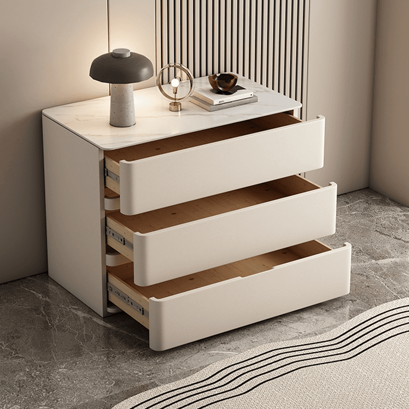 Art Deco Bedside Cabinet Nightstand with 3 Drawers and Sintered Stone Countertop thumbnail 11