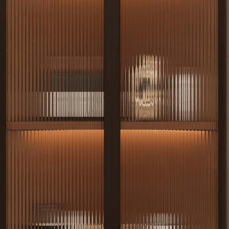 Simple Corner Accent Cabinet with Closet, Laminate, Glazed Door, and Brown Top thumbnail 4