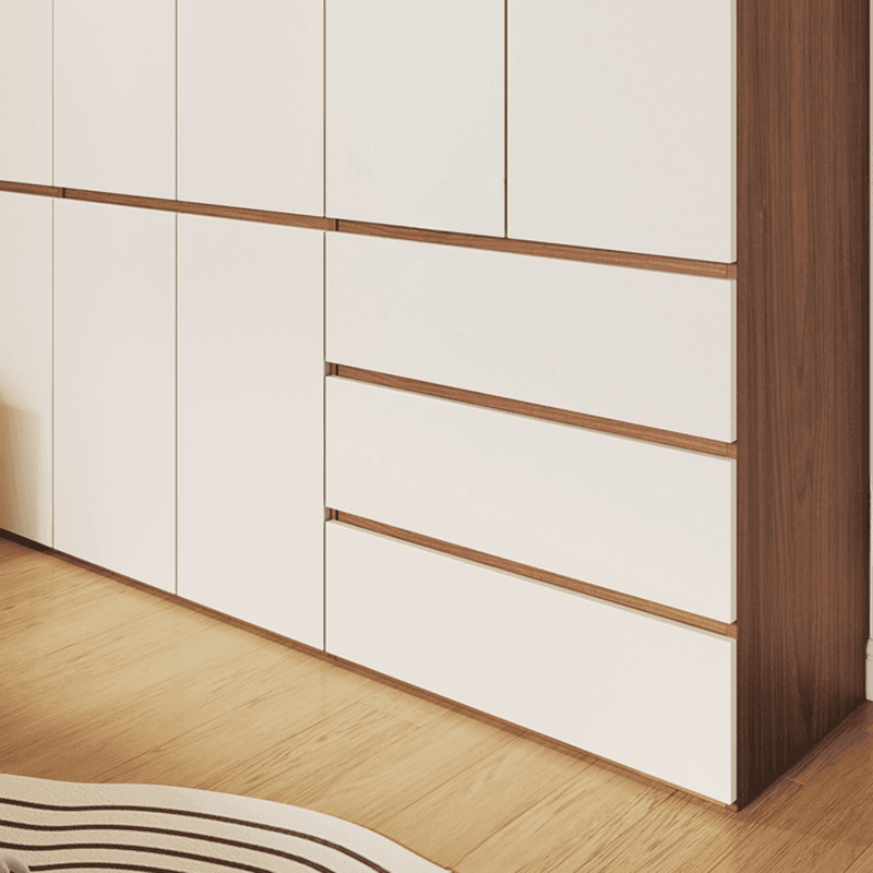 White Minimalist Manufactured Wood Independent Wardrobe Closet with Soft Close Drawer, Soft Close Door, and Interior Shelves thumbnail 3