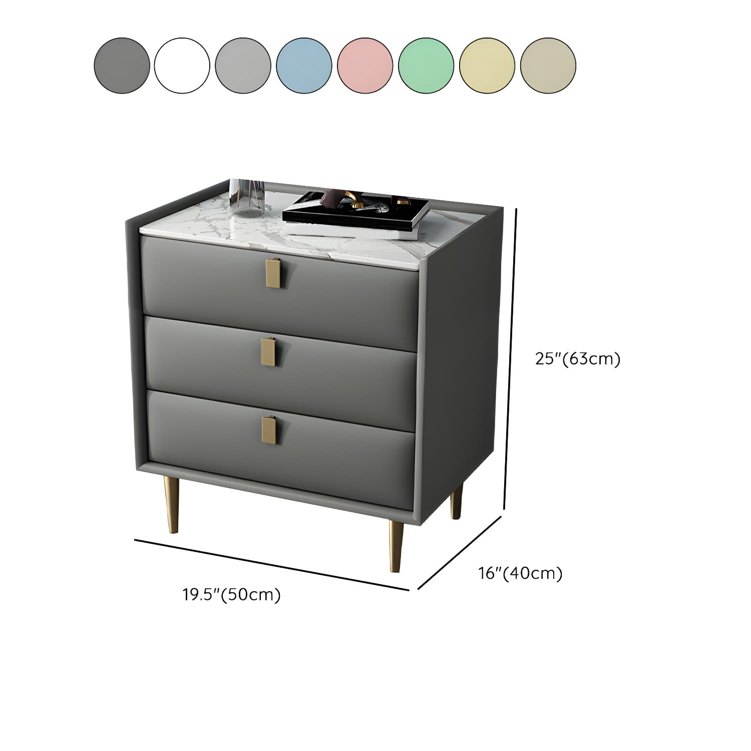 Modern Faux Leather Nightstand with Drawer Storage in Standard Height thumbnail 15