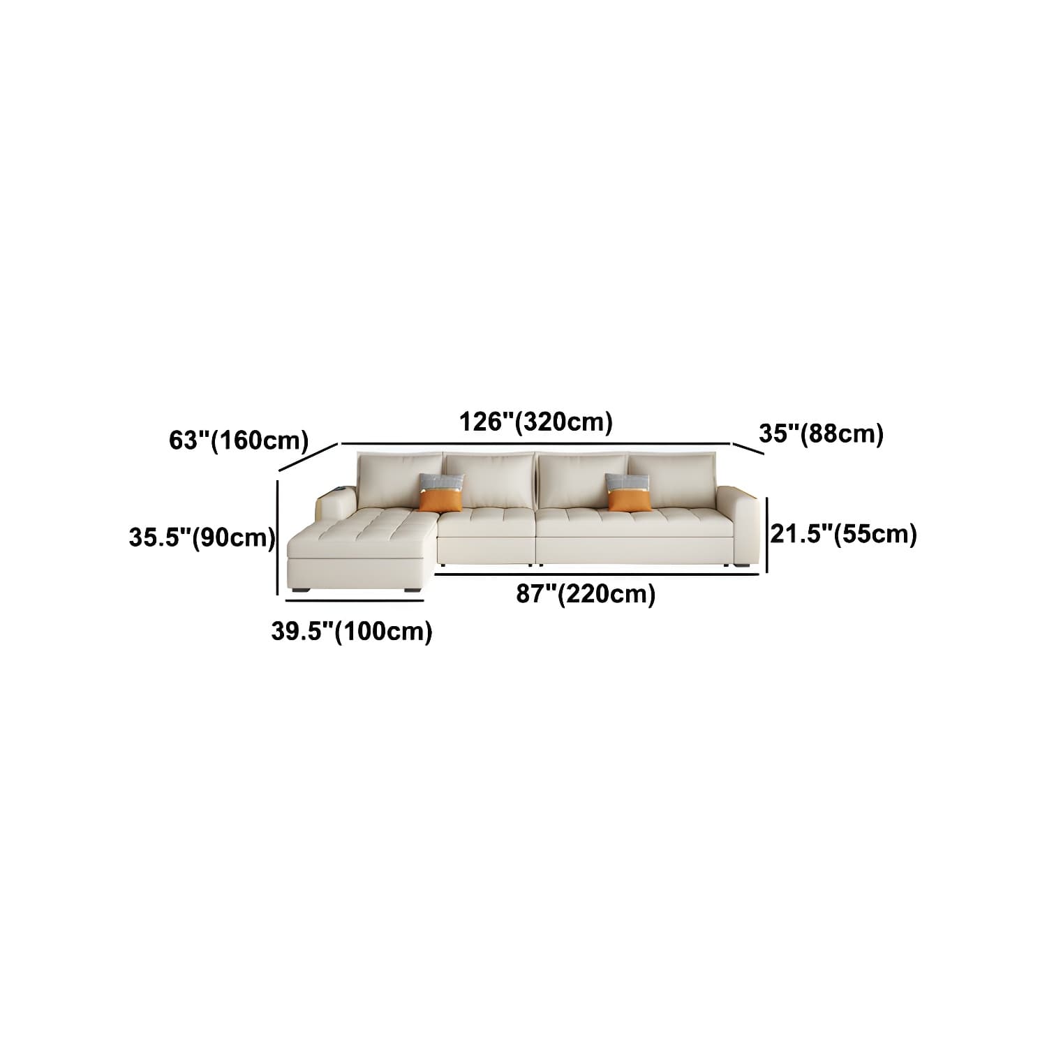 White Modern Sofa Bed with Storage USB Charging Convertible Sectional thumbnail 16