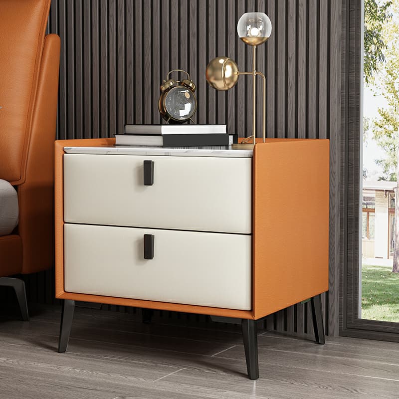 Contemporary 4 Legs Storage Drawer Nightstand with Black Handles for Bedroom thumbnail 17