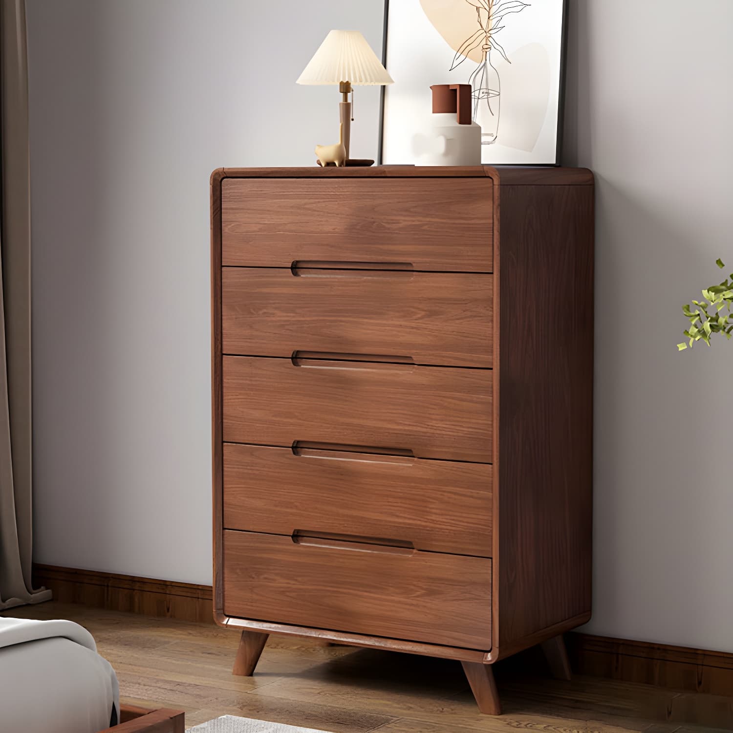 Modern Solid Wood Dresser with Narrow Profile and Drawers in Natural Finish thumbnail 18