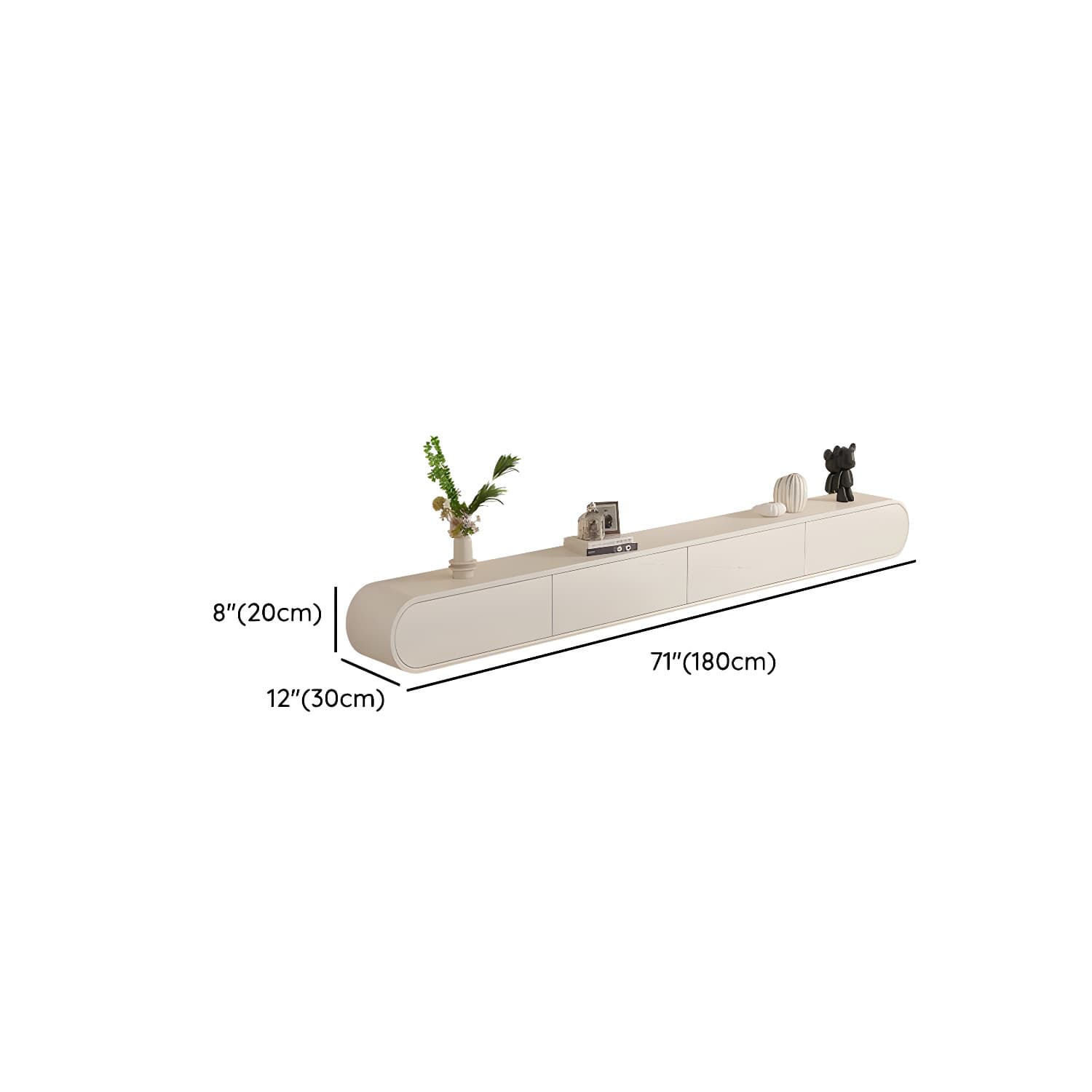 Beige Wood TV Stand with Drawers and Cabinet for Modern Style thumbnail 9