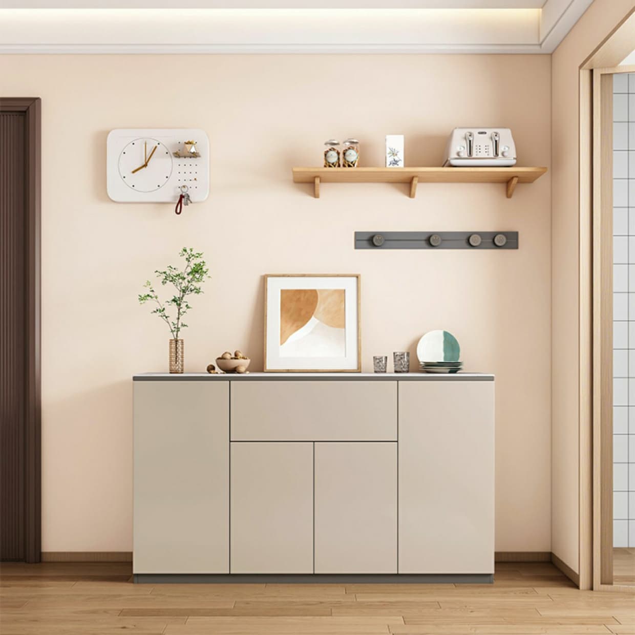 50'' Modern Wood Sideboard/Credenza with Drawers, Cabinets, and Non-adjustable Shelves thumbnail 11