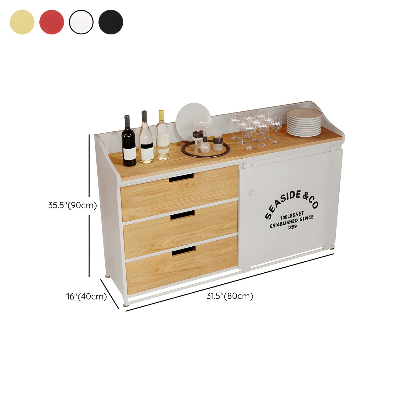 Industrial Metal Sideboard with Drawers, Cabinets, and Open Storage - 3 Drawers, 1 Interior Shelf thumbnail 20