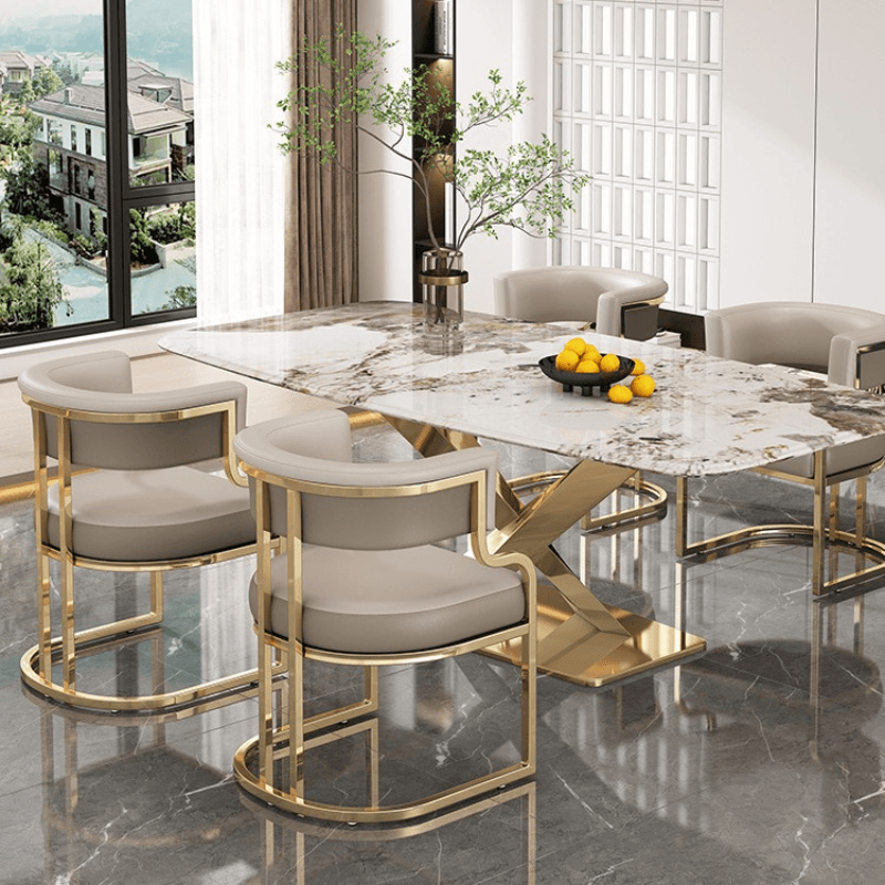 Minimalist Arm Chair with Cushioned Seat, Arms, Metallic Metal Legs, and Low Back thumbnail 11
