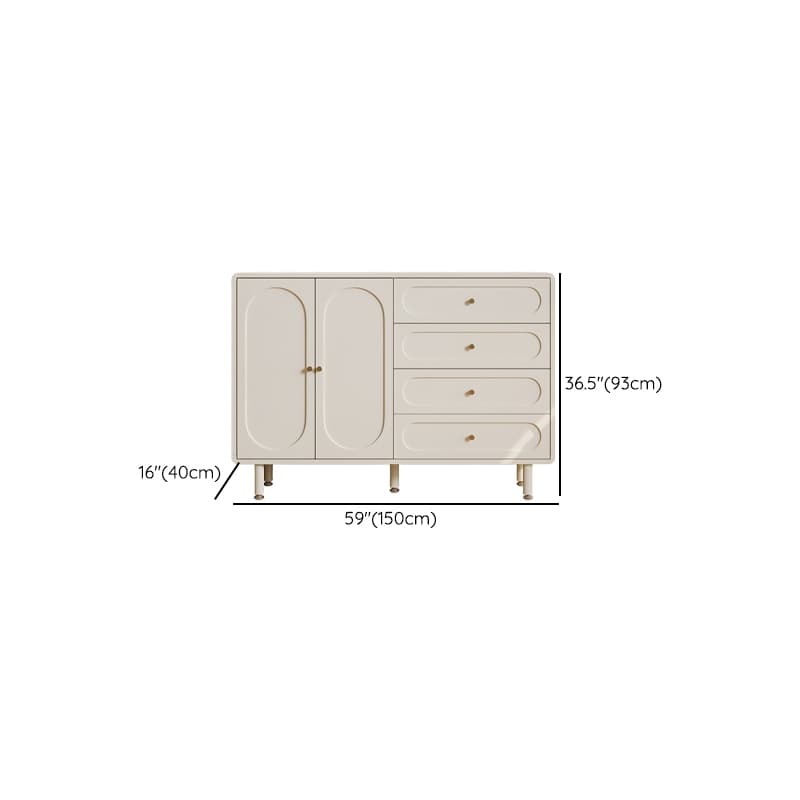 Chalk Modish Composite Wood Console Dresser with 5 Drawers and Hutch, 3 Interior Shelves, Horizontal thumbnail 7
