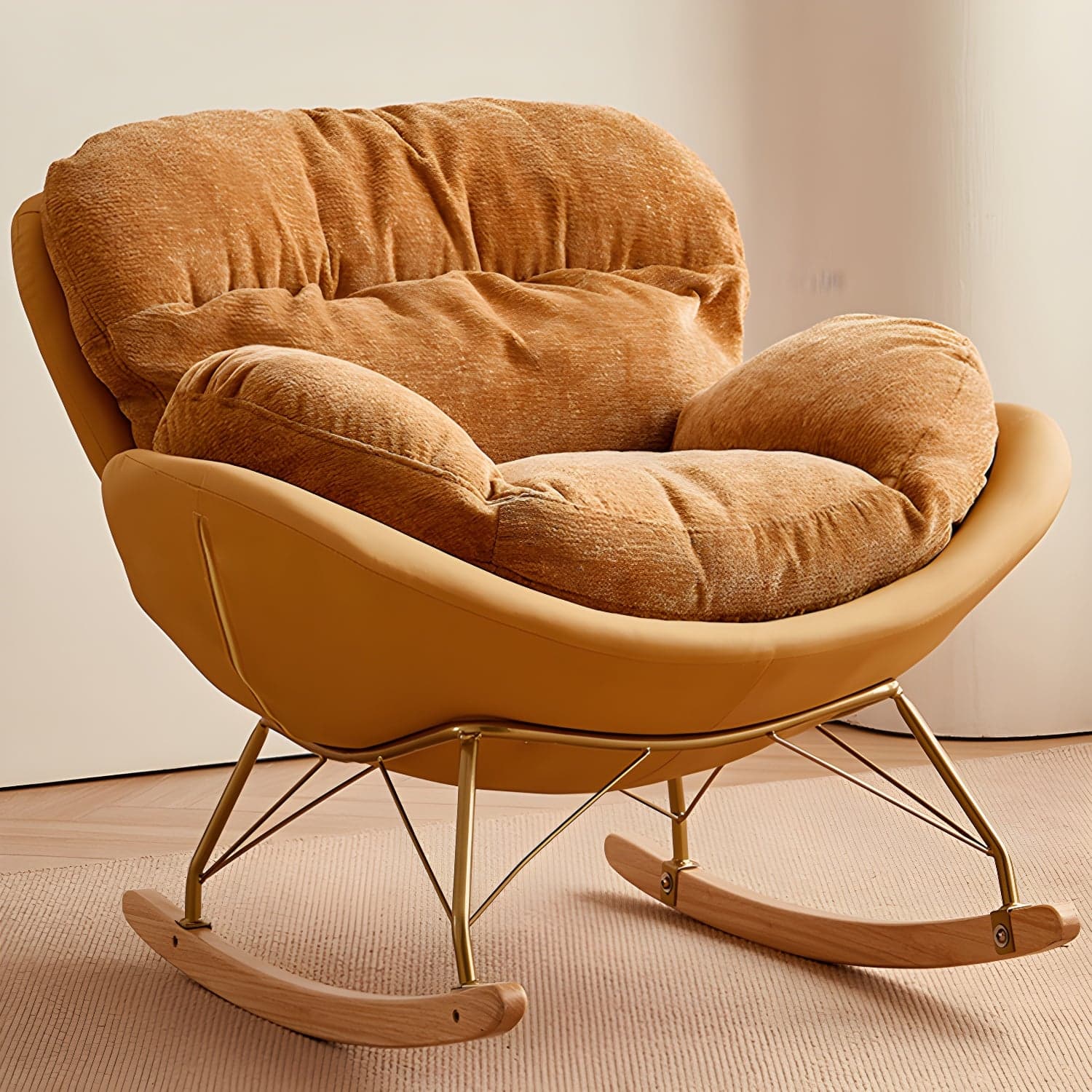 Scandinavia Rocking Accent Chair with Removable Cushions in Solid Wood thumbnail 6