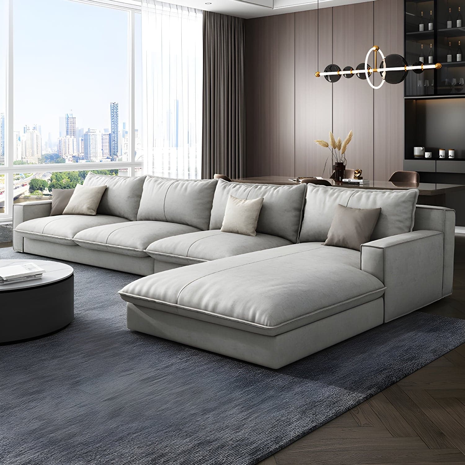Scandinavian Pillow Back Sectional with Square Arm for Living Room thumbnail 12