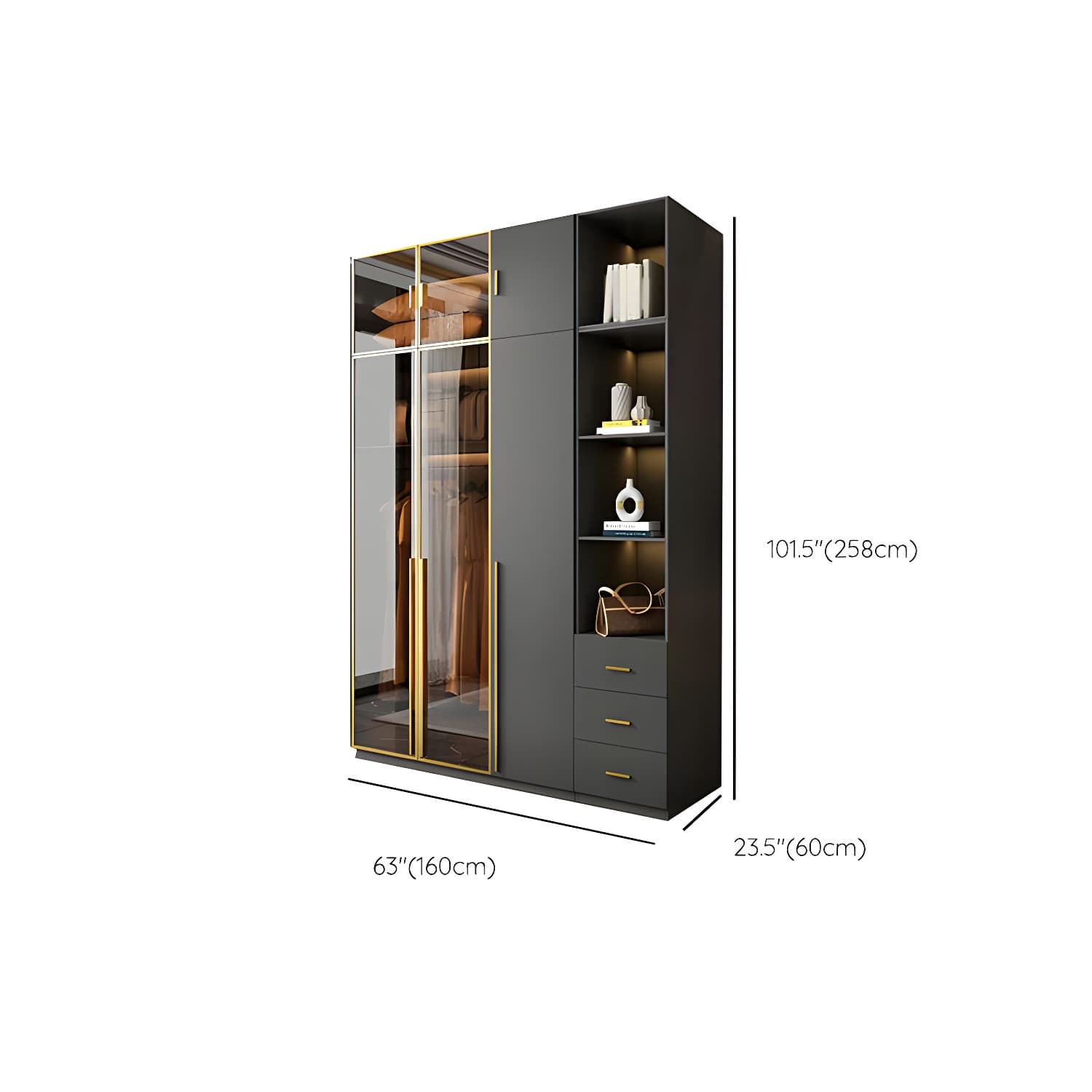 Modern Glass Wardrobe Wardrobe Armoire Wardrobe Cabinet for Home thumbnail 33