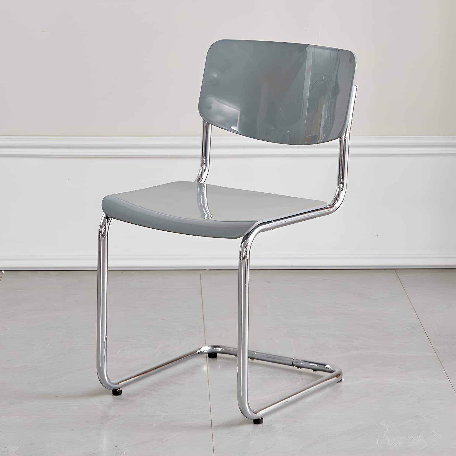 Modern Plastic & Acrylic Side Chair with Low Back and Open Back Style - Silver Leg Color thumbnail 3
