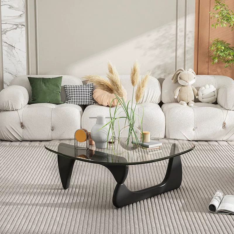 Simplistic Pennels Tempered Glass Single Side Table with Abstract Base Indoor Use thumbnail 4