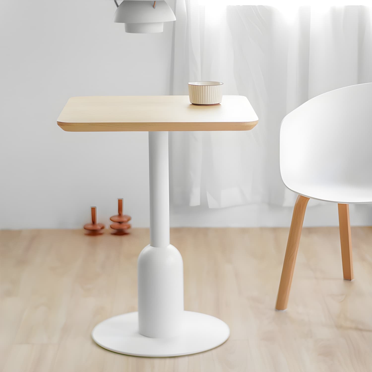 Industrial Style Dining Site Table MDF Dining Room Furniture with Pedestal Base thumbnail 6