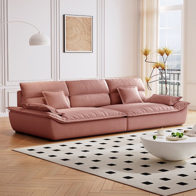 Contemporary Scratch-tolerant Solid Color Standard Sofa in Dark Gray/White/Light Blue, Seats 5 with 2 Pillows thumbnail 10