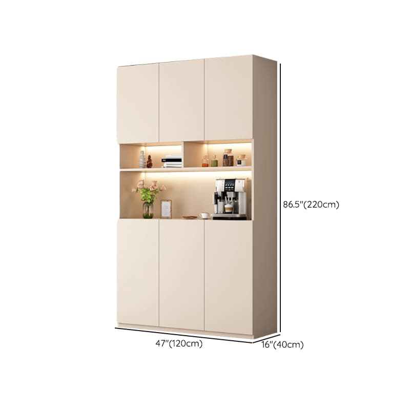 Off-White Contemporary Wood Buffet Sideboard with Cabinets and Shelves thumbnail 20