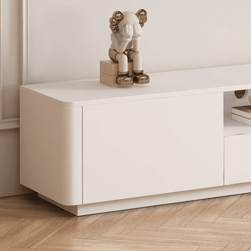 2 Tiers Chalk TV Stand with Shelf, 2 Drawers, Visible Storage & 4 Cabinets/2 Cabinets/6-Cabinet, Sitting Room thumbnail 2