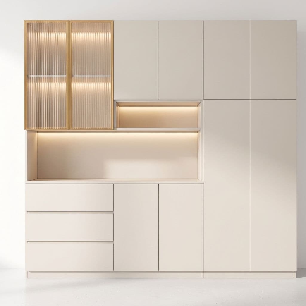 Trendy Sideboard with 3 Drawers, Cupboard, Wide/Standard/Narrow Sizes, 2/1 Shelves, Cabinets, and Glass-panel Door thumbnail 18