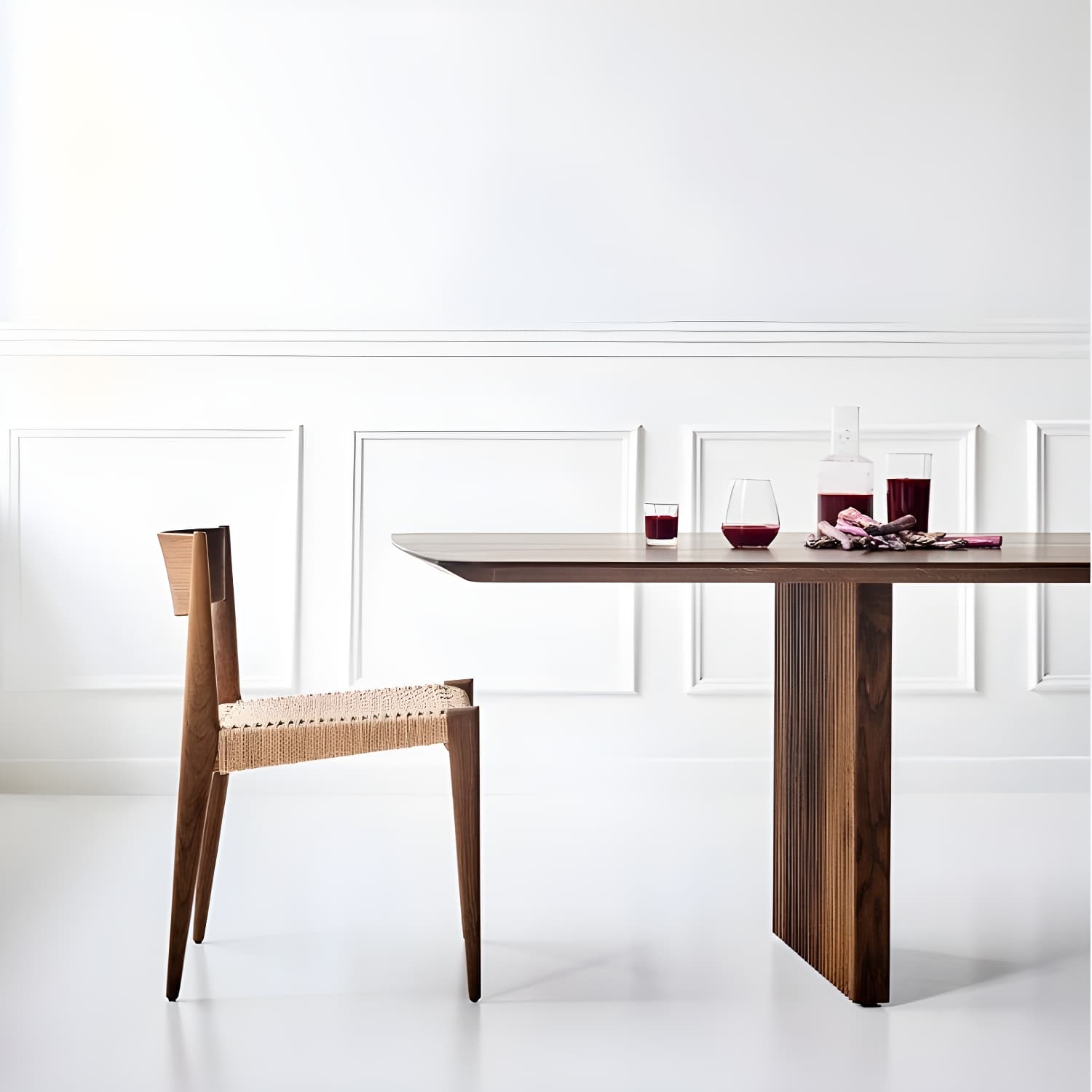Pine Solid Wood Dining Site Table Modern Rectangle Double Pedestal Dining Table thumbnail 9