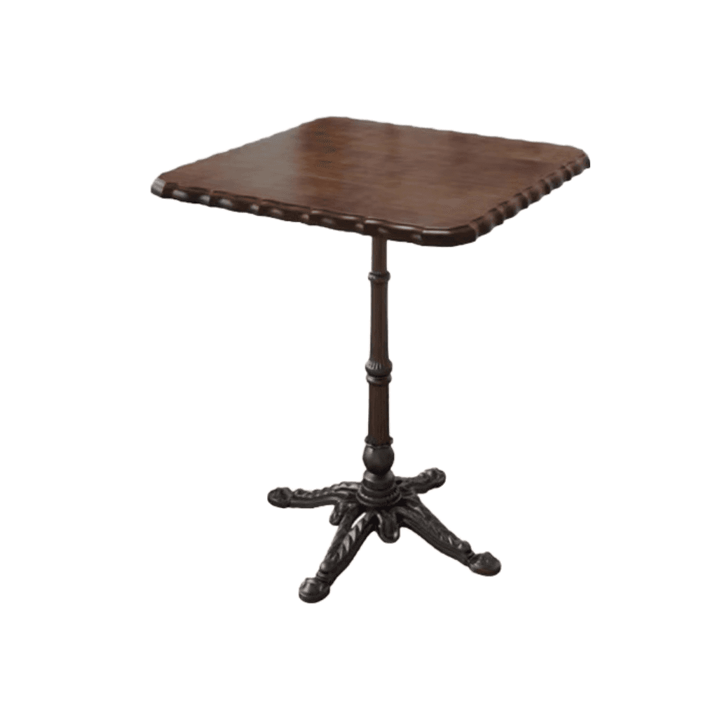 Industrial Natural Wood Finish Dining Table with a Rubber Solid Wood Tabletop and Metal Black Base thumbnail 9