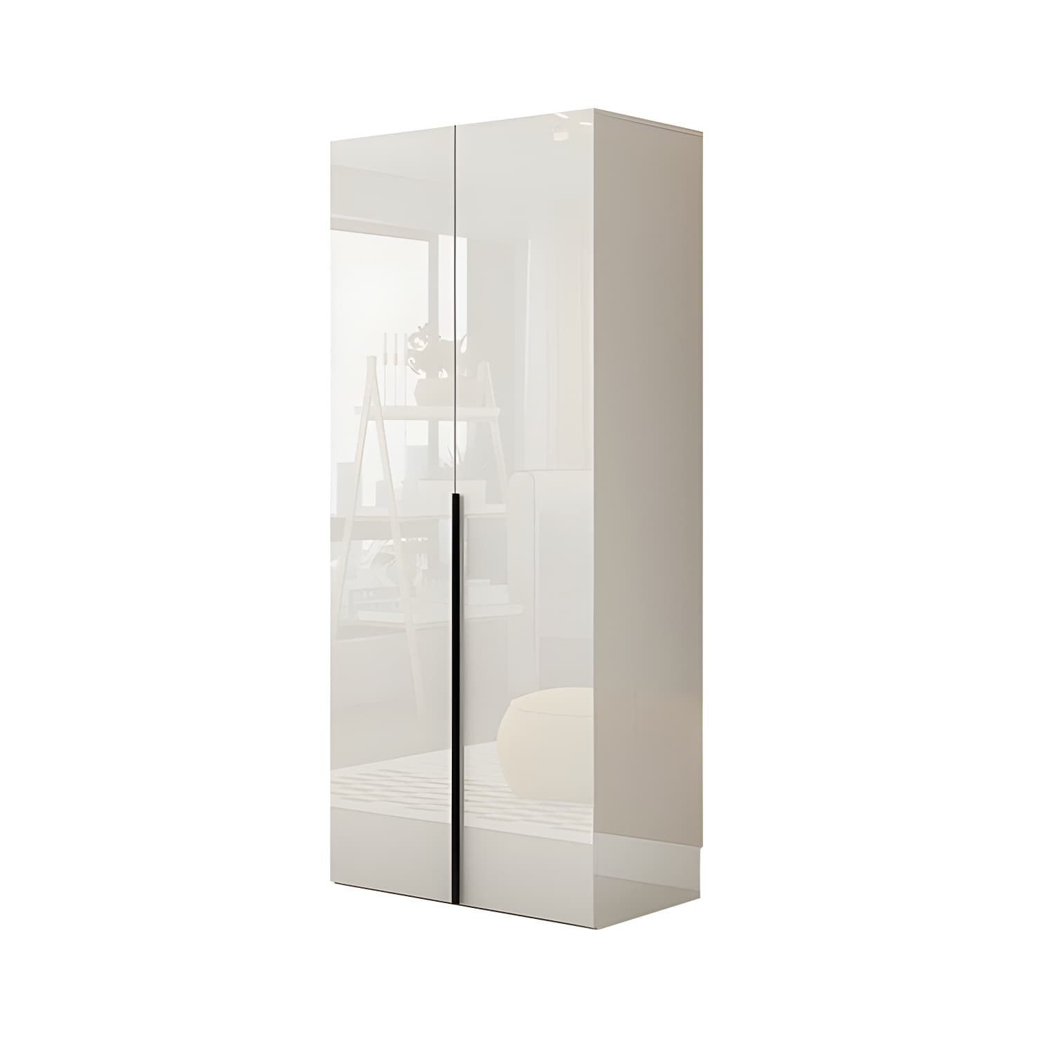 Solid Wood White Wardrobe Armoire with Drawers, Clothing Rod, and Shelves thumbnail 5