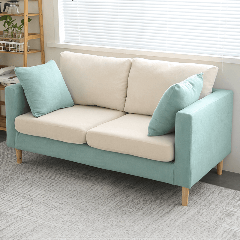 Cream/Dove Grey/Cerulean Loveseat with Slipcover, Wide Pillow Back, Receptacle and 2 Pillows thumbnail 22