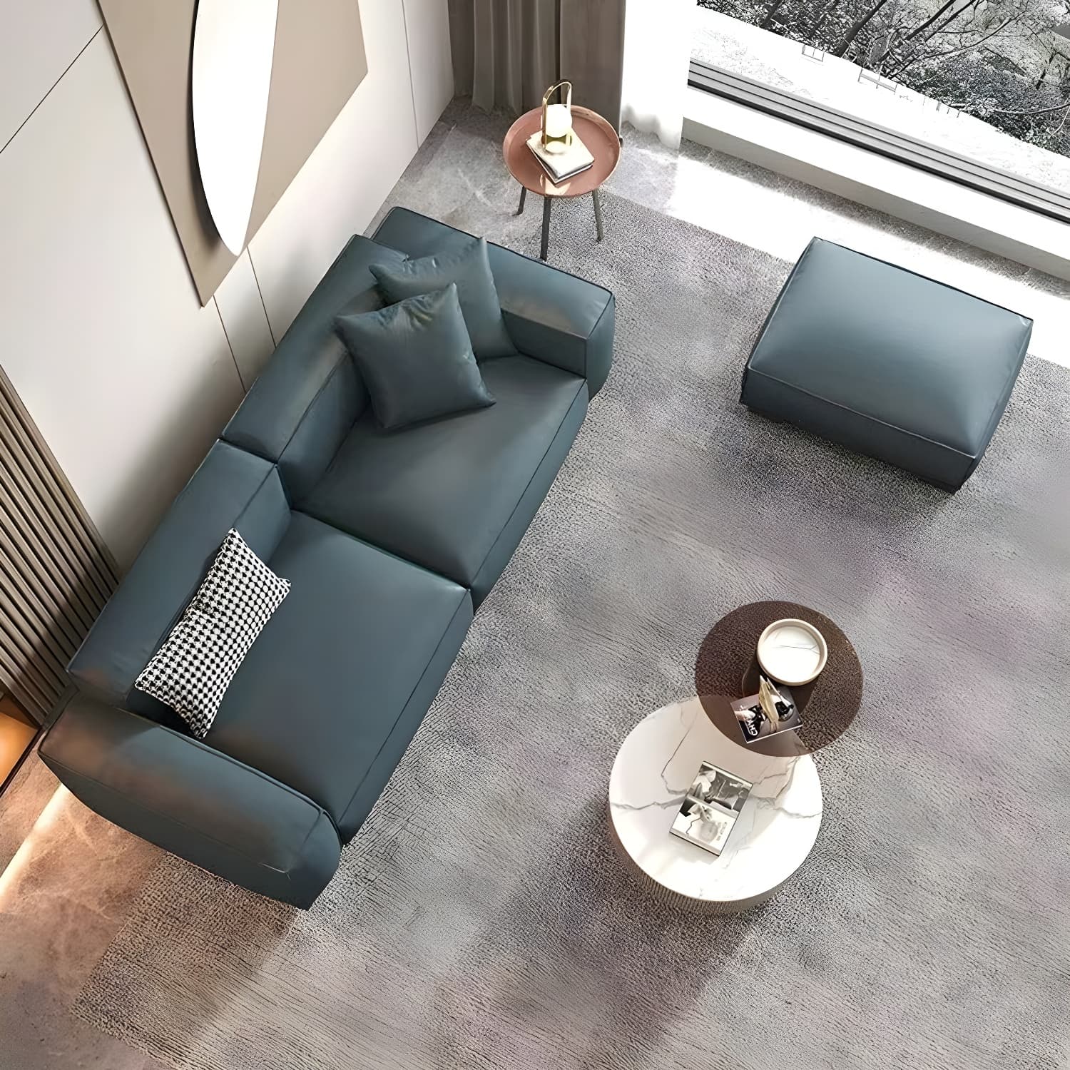 Extra Long Modern Wood Sofa with Stain Resistant Fabric and Seat for 5 People thumbnail 22