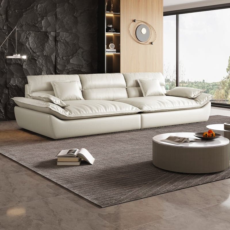 Contemporary Scratch-tolerant Solid Color Standard Sofa in Dark Gray/White/Light Blue, Seats 5 with 2 Pillows thumbnail 5