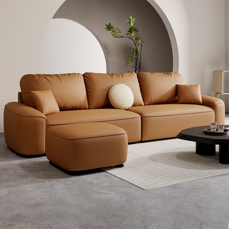 Tear Resistant Standard Sofa in Gray/Ivory/Citrus Color with 5 Pillows thumbnail 1