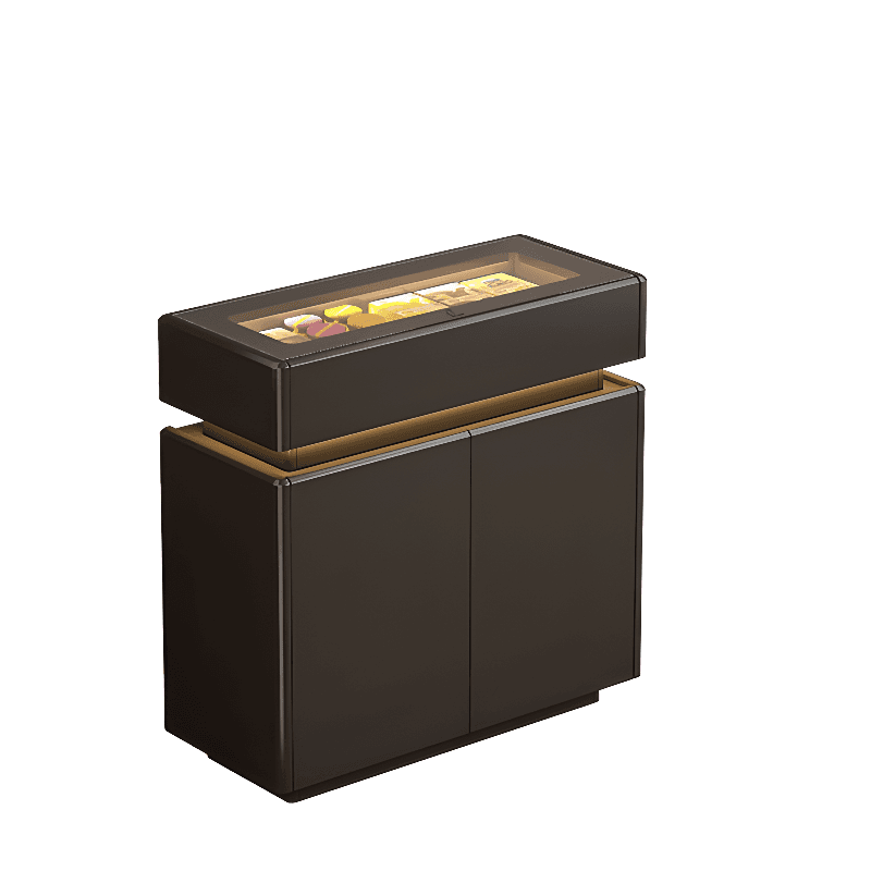 Elegant Sideboard with 8/12 Drawers, Glass Countertop, and Illuminating Lighting thumbnail 1