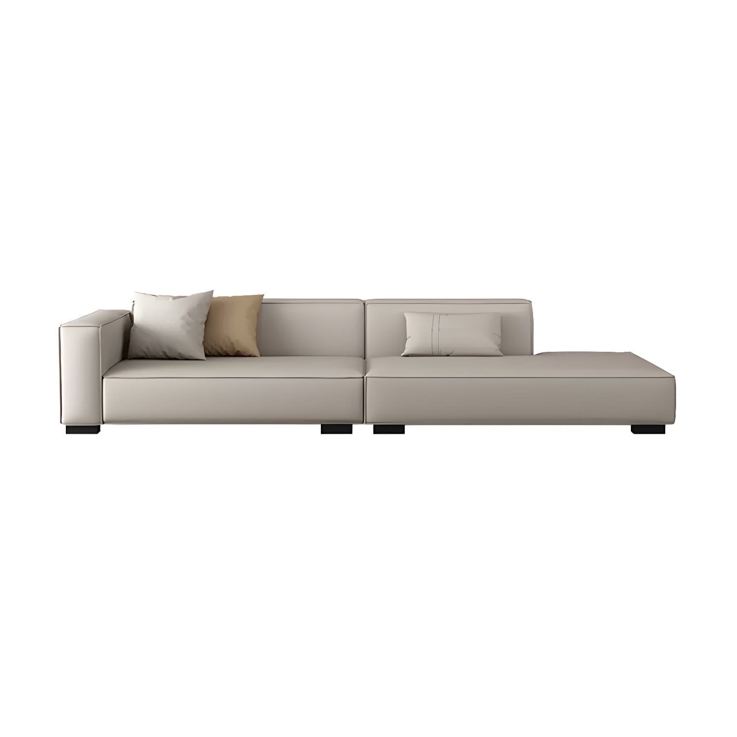 Modern Gray Faux Leather Sofa Chaise with Square Arms and Pine Wood Legs thumbnail 12