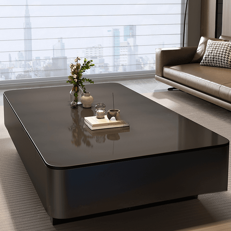 Rectangular Side Table with Twin Support Base, Rawhide Upholstery, and 2 Drawers thumbnail 15