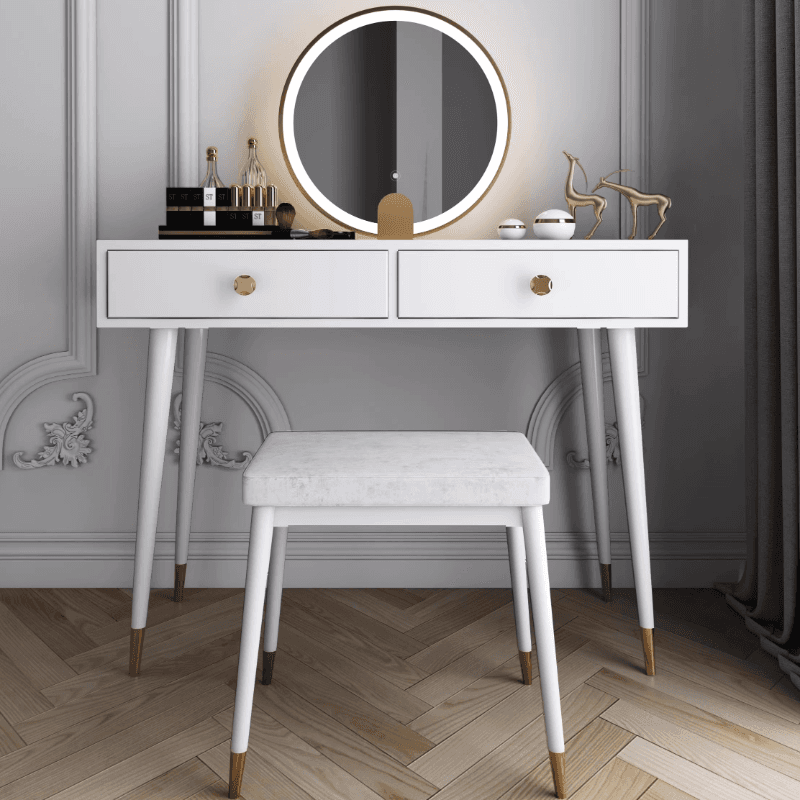 Modish Standard/Small Makeup Vanity with Solid+Engineered Wood Table Top and 3/2 Drawers thumbnail 5