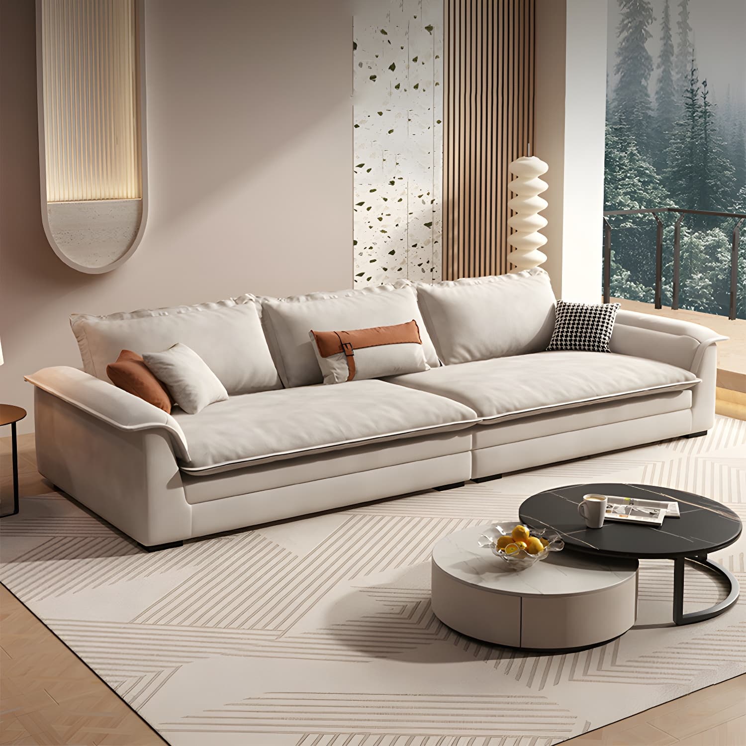 Contemporary Style Wood Frame Pillow Top Arm Sofa For Living Room thumbnail 1