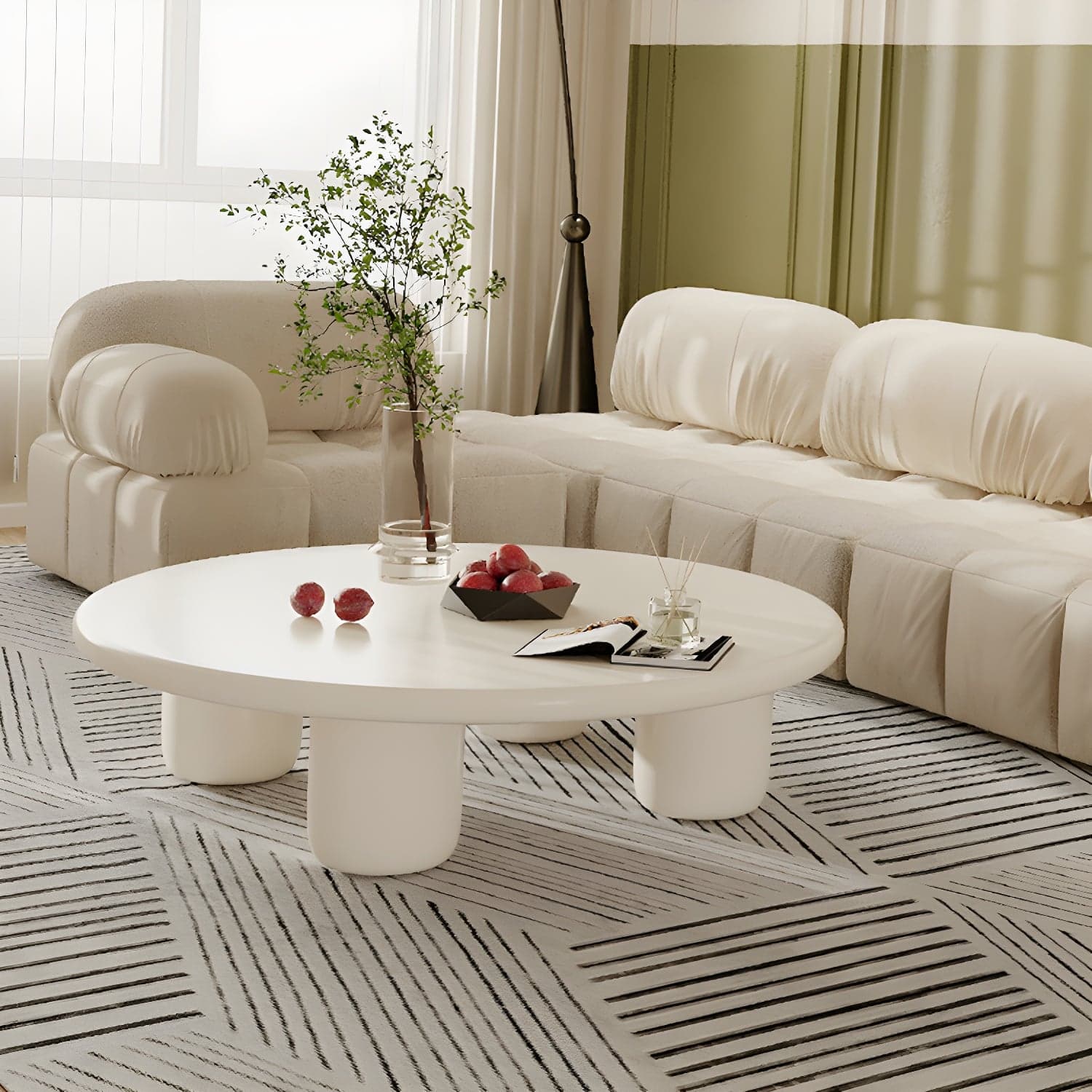 Scandinavian 4 Legs Coffee Table Round 1 Single Cocktail Table thumbnail 2