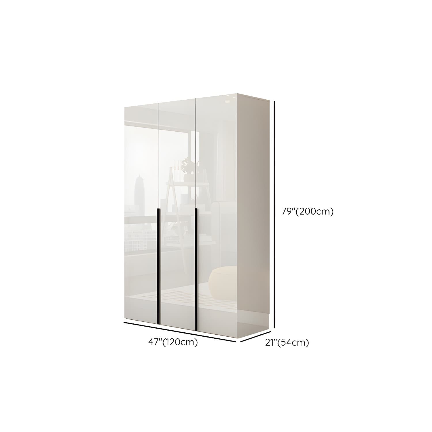 Hinged Wardrobe Armoire with Shelves White Wardrobe Closet for Home thumbnail 11