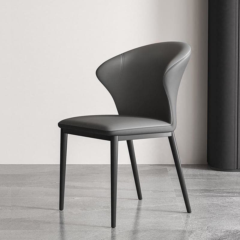 Modish Side Chair with Wing Chair Back, Padded Upholstery, Midnight Black Metal Legs thumbnail 4