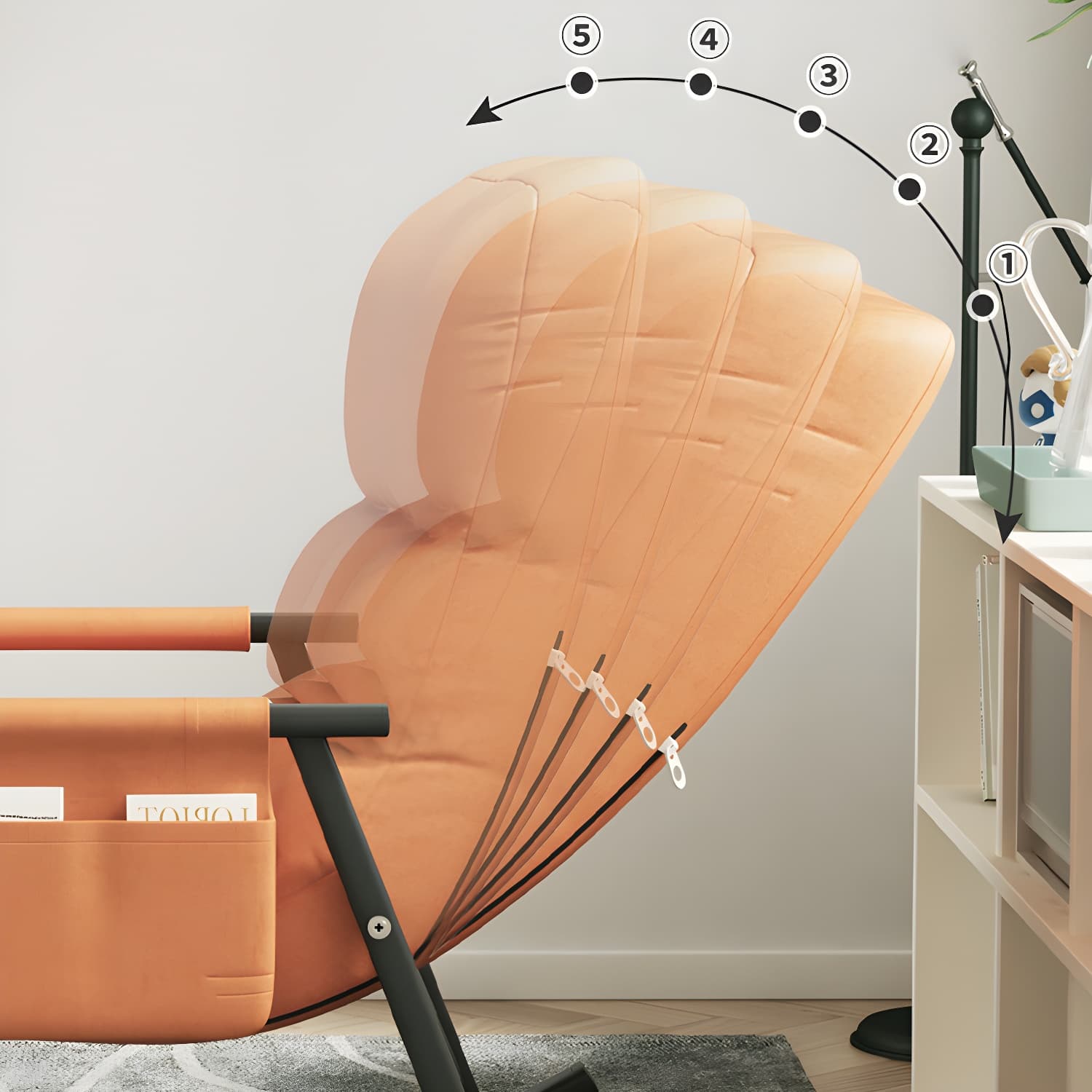 Faux Leather Rocking Chair Modern Style Rocker Chair with Storage thumbnail 11