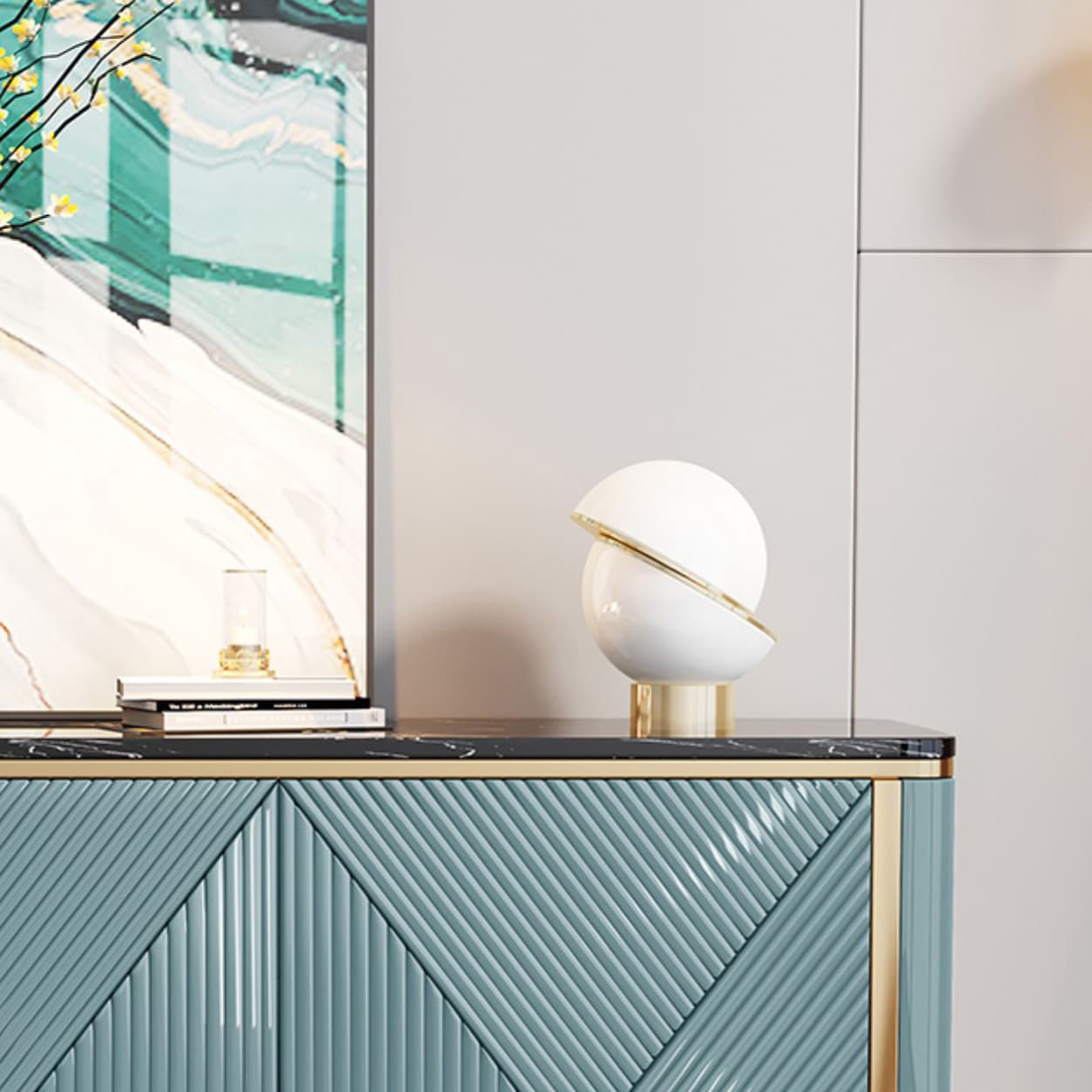 Modern & Contemporary Side Board Stone Credenza with Cabinets thumbnail 6